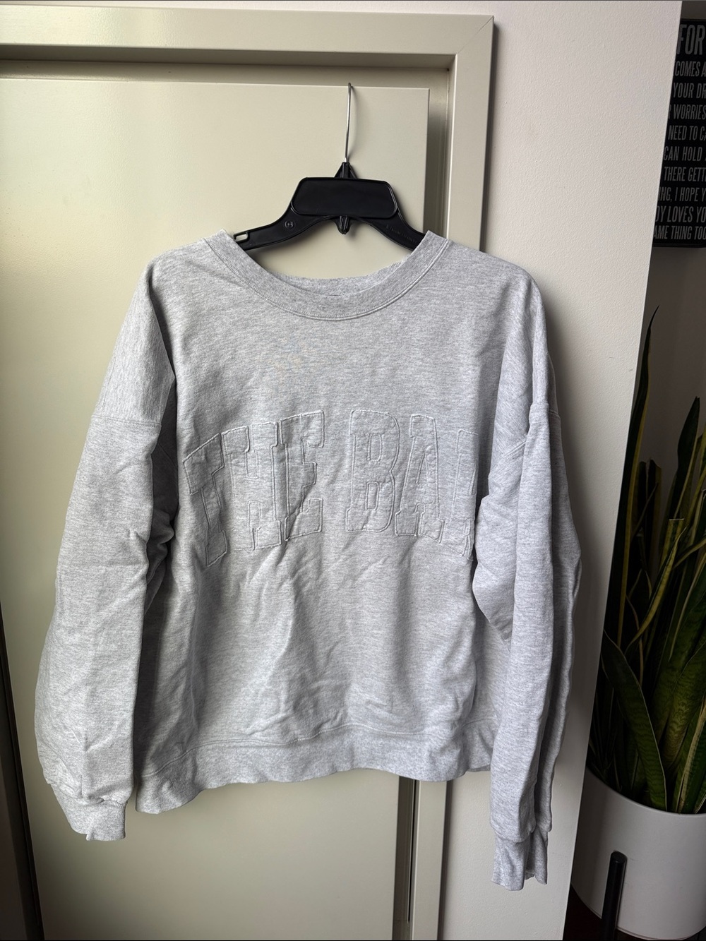 The Bar Gray Embroidered Crewneck Sweater